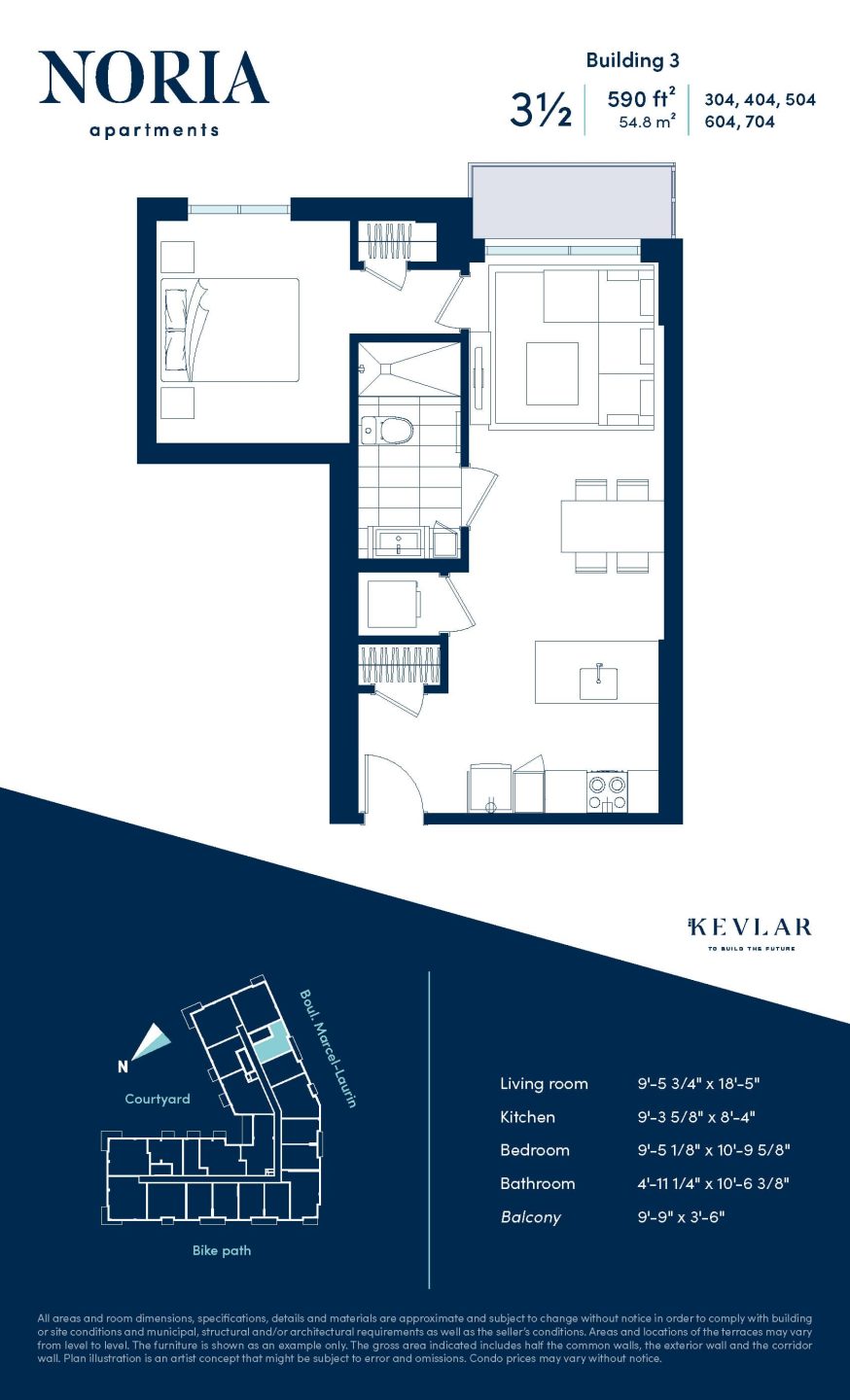 Typical 3½ Apartment Noria Apartments for rent SaintLaurent Montreal