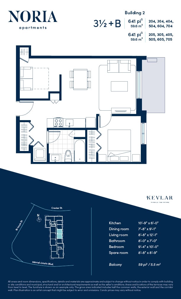 Rental Typical flat 3½ + office in Saint-Laurent - Montreal.