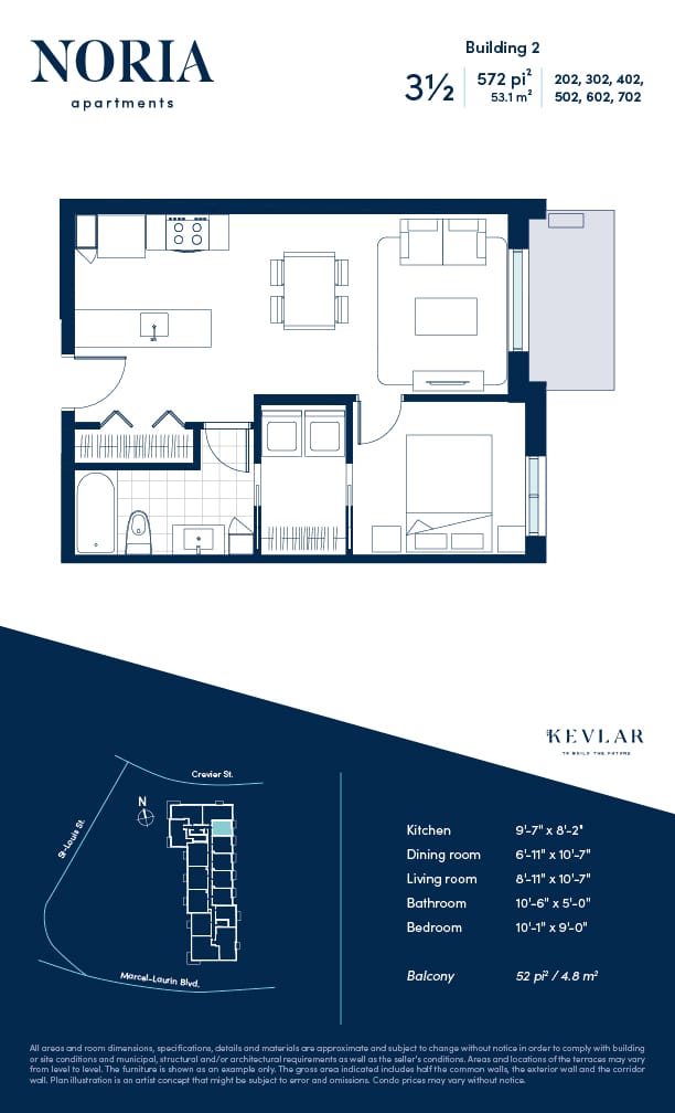 Plan apartment for rent Saint-Laurent - Montreal